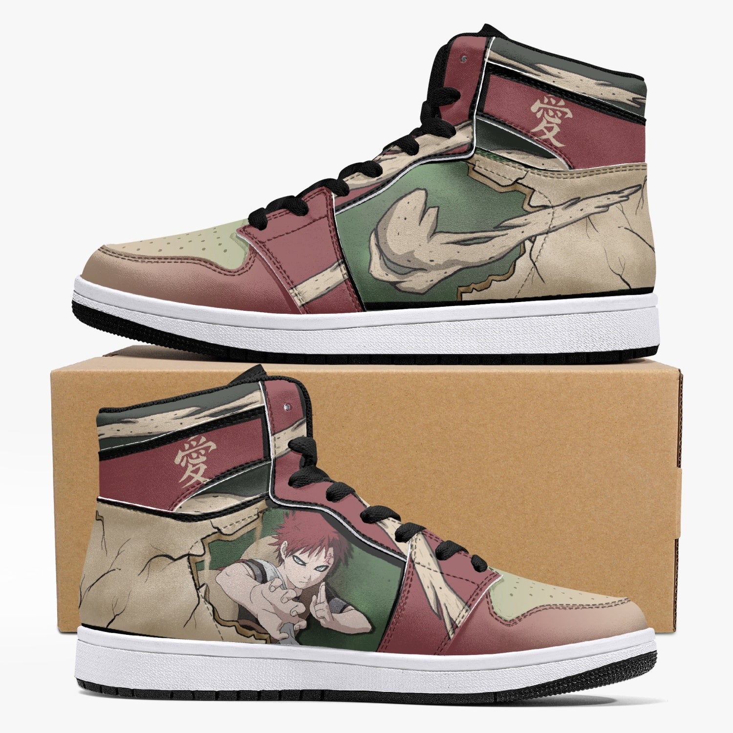 Gaara Naruto Custom Sneaker Mid 1 Basketball Shoes - Otaku Hall