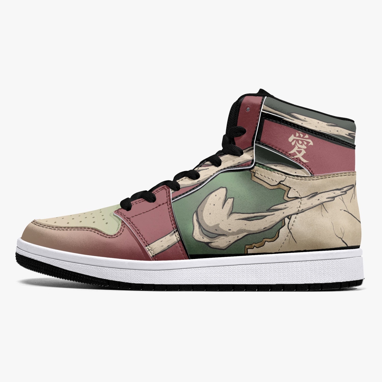 Alternative view of Gaara Ninja Custom Sneaker Mid 1 Basketball Shoes - Otaku Hall