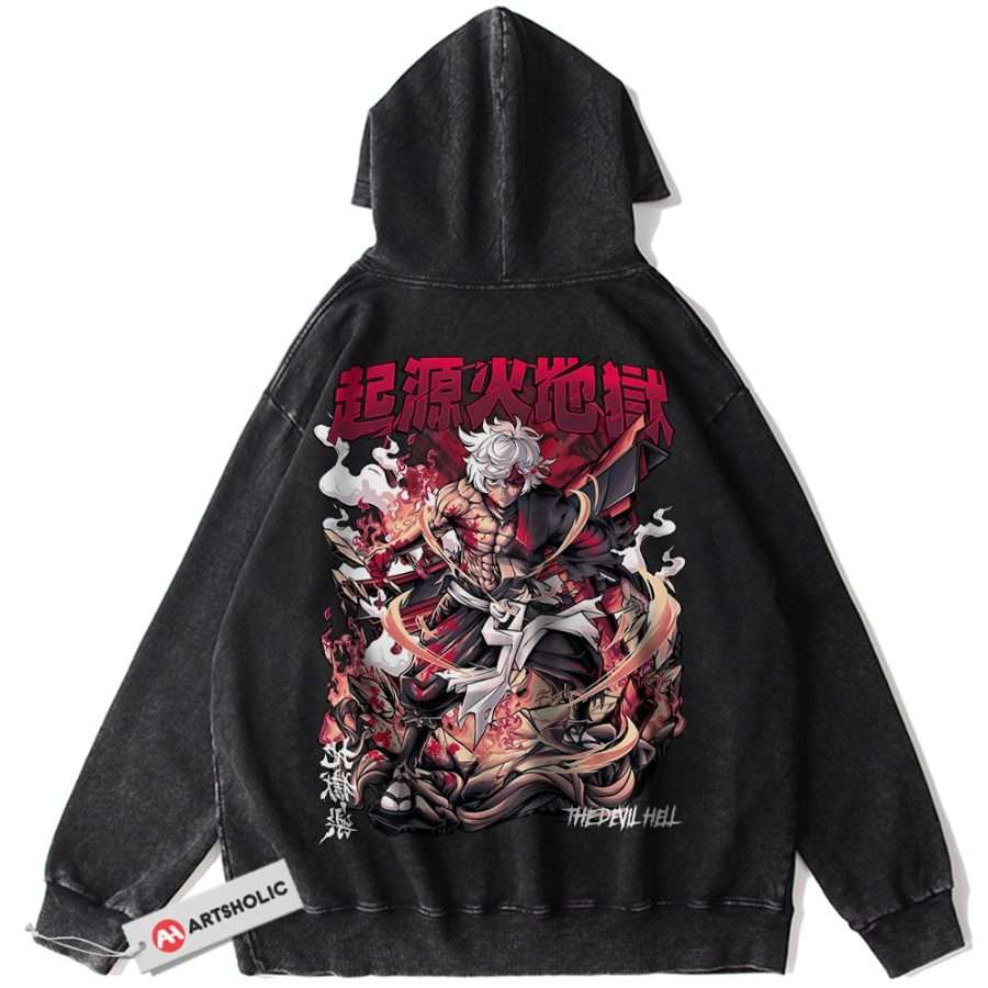 Alternative view of Gabimaru Hoodie, Hell’s Paradise Hoodie, Anime Hoodie, Vintage Hoodie