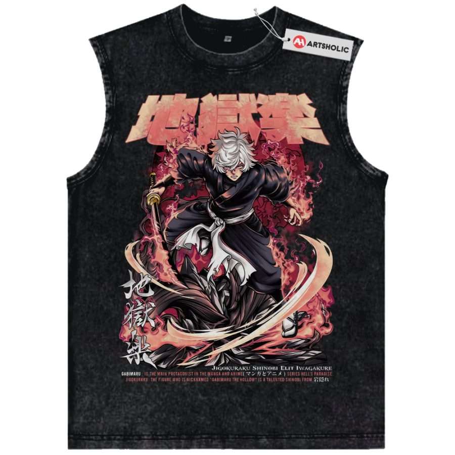 Alternative view of Gabimaru Tank Top, Hell’s Paradise Tank Top, Anime Tank Top, Vintage Tank Top
