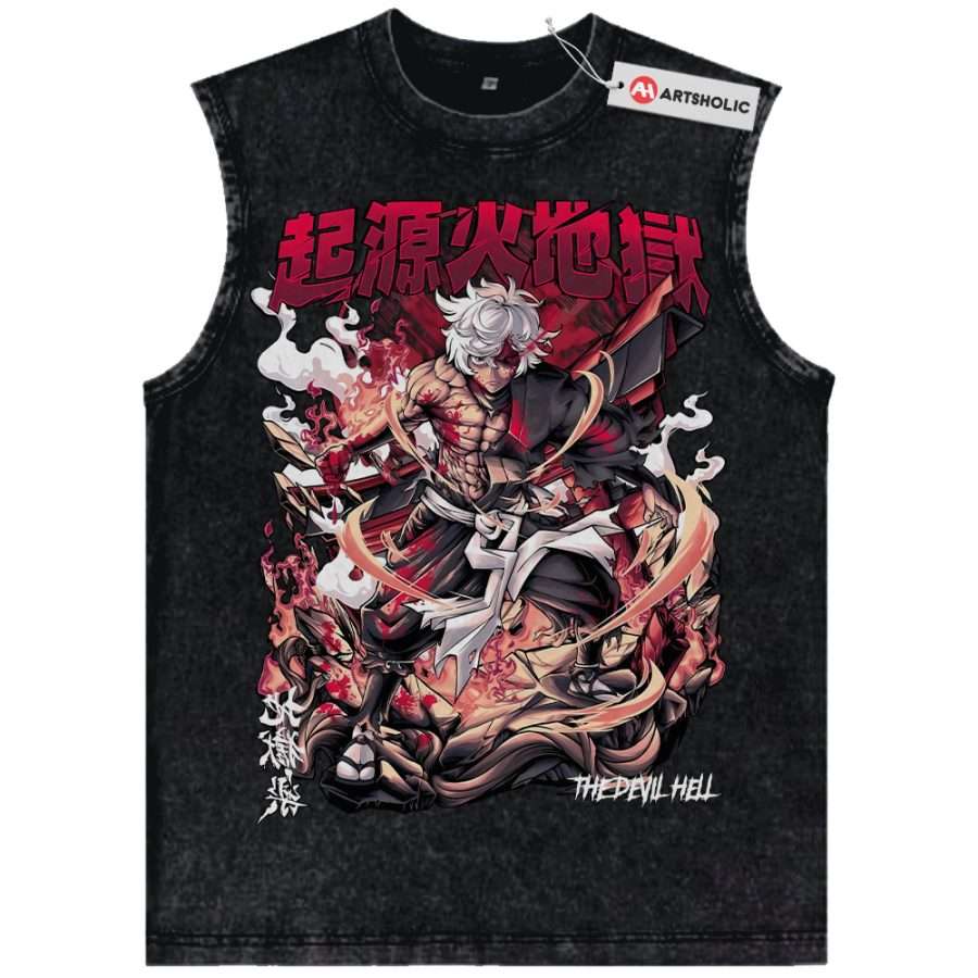 Alternative view of Gabimaru Tank Top, Hell’s Paradise Tank Top, Anime Tank Top, Vintage Tank Top
