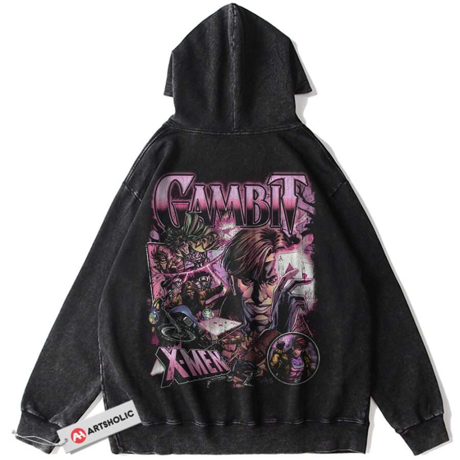 Alternative view of Gambit Hoodie, X-Men Hoodie, Marvel Comics Hoodie, Vintage Hoodie