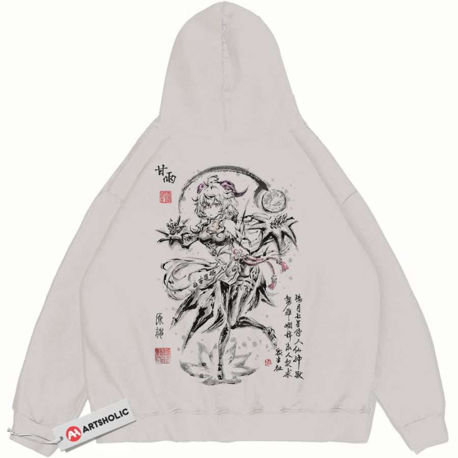 Alternative view of Ganyu Hoodie, Genshin Impact Hoodie, Game Hoodie, Vintage Hoodie