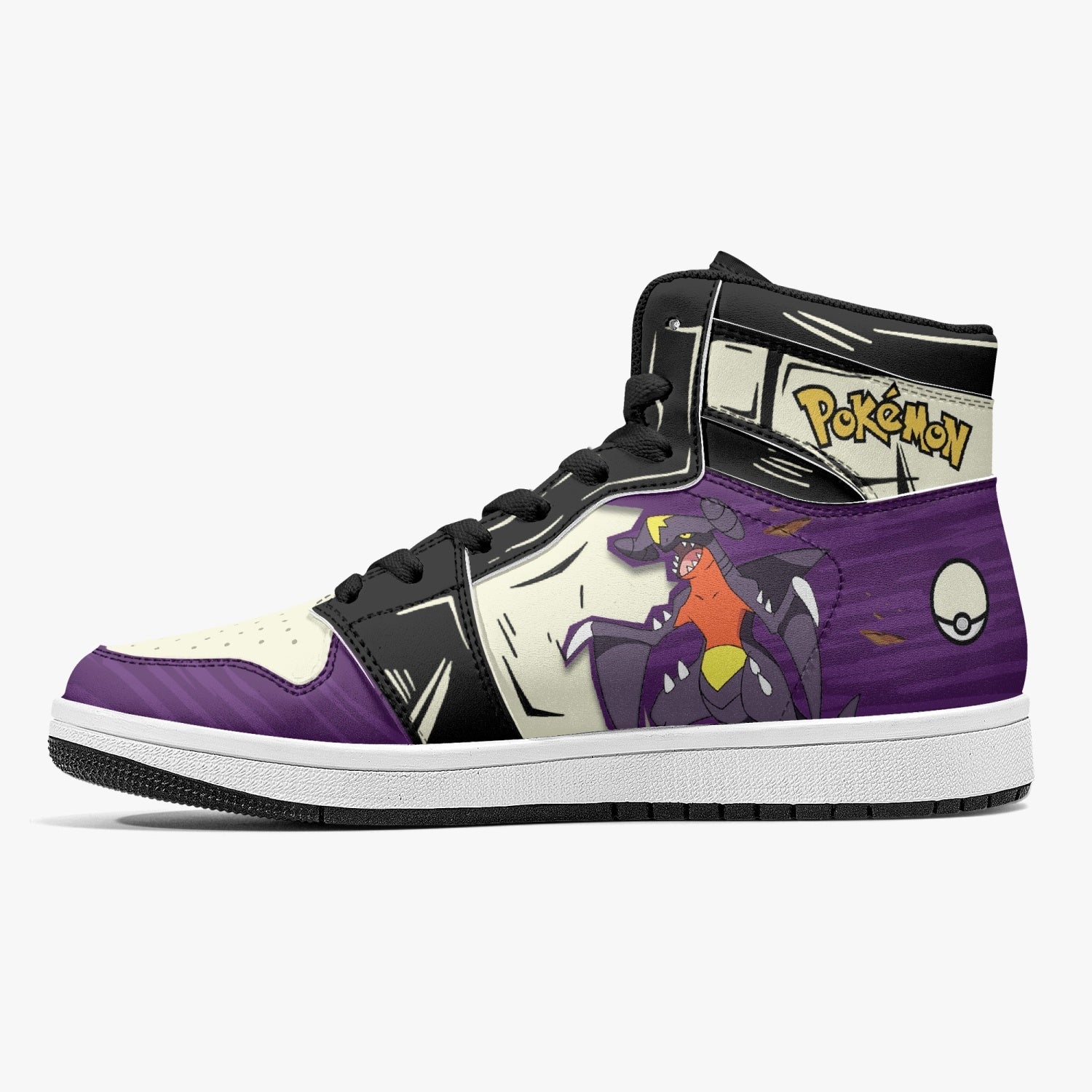 Alternative view of Garchomp Pokemon Custom Sneaker Mid 1 Basketball Shoes - Otaku Hall