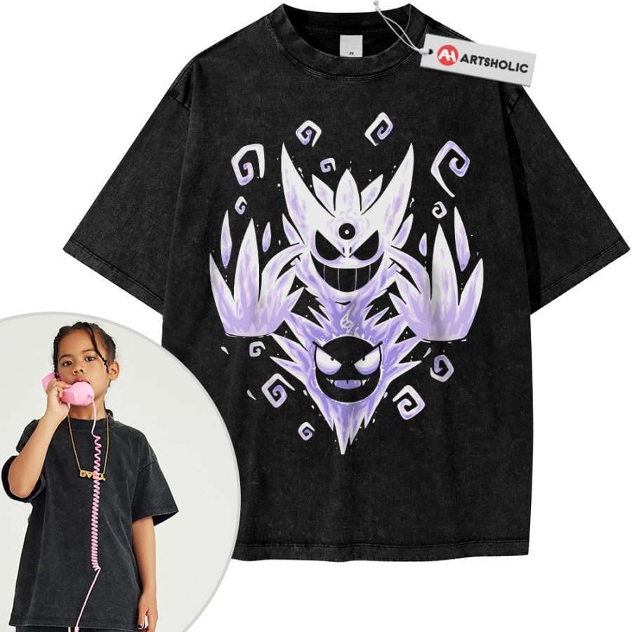 Alternative view of Gatsly vs Mega Gengar Shirt For Kids, Pokemon Shirt For Kids, Anime Shirt For Kids, Vintage T-Shirt For Kids
