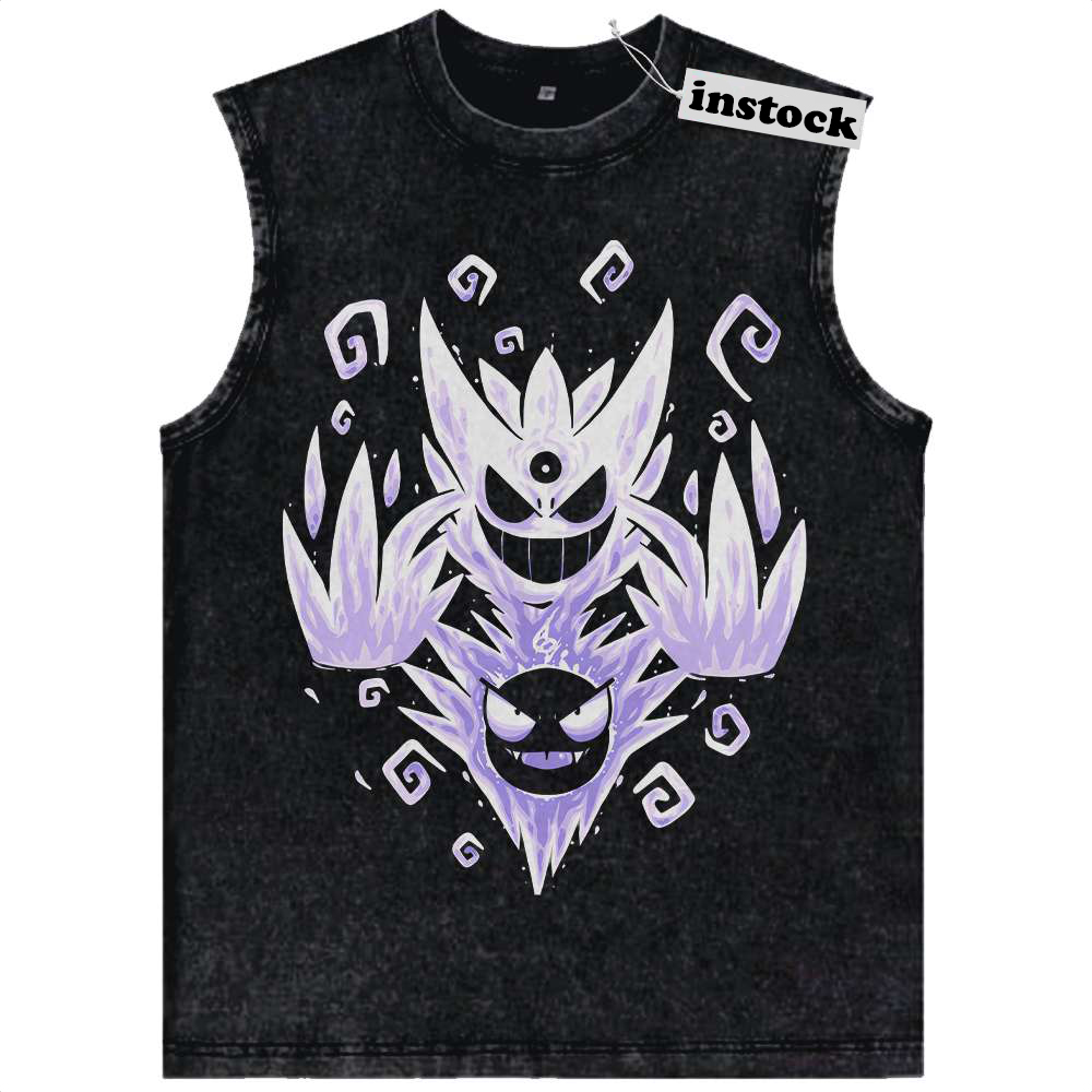 Gatsly vs Mega Gengar Tank Top, Pokemon Tank Top, Anime Tank Top, Vintage Tank Top
