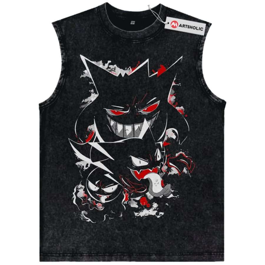Alternative view of Gengar Gatsly Haunter Tank Top, Pokemon Tank Top, Anime Tank Top, Vintage Tank Top