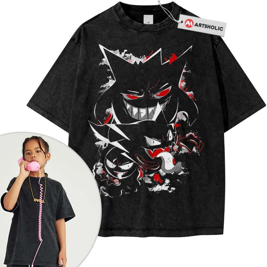 Alternative view of Gengar Gatsly Haunter Tee For Kids, Pokemon Tee For Kids, Anime Tee For Kids, Vintage Tee For Kids