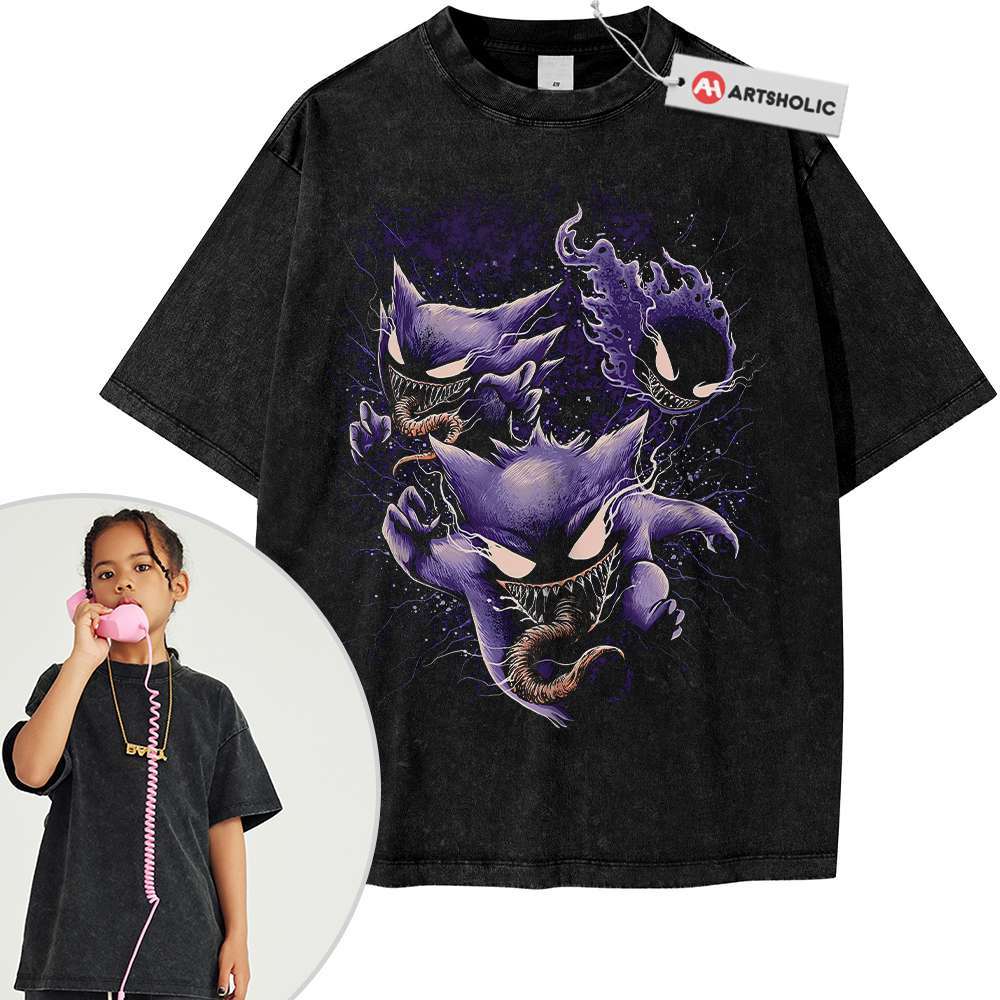 Gengar Gatsly vs Haunter Shirt For Kids, Pokemon Shirt For Kids, Anime Shirt For Kids, Vintage T-Shirt For Kids