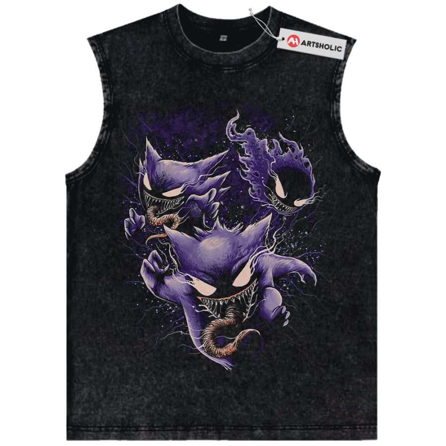 Alternative view of Gengar Gatsly vs Haunter Tank Top, Pokemon Tank Top, Anime Tank Top, Vintage Tank Top