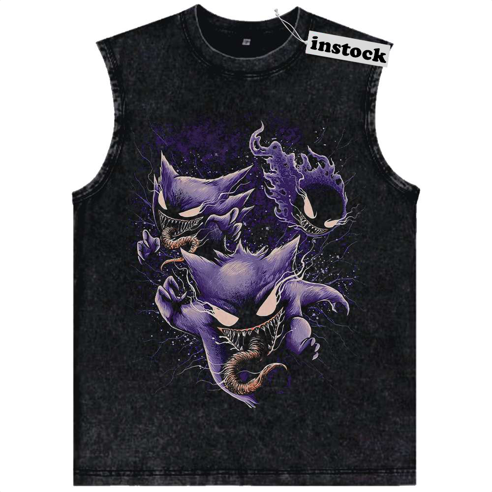 Gengar Gatsly vs Haunter Tank Top, Pokemon Tank Top, Anime Tank Top, Vintage Tank Top