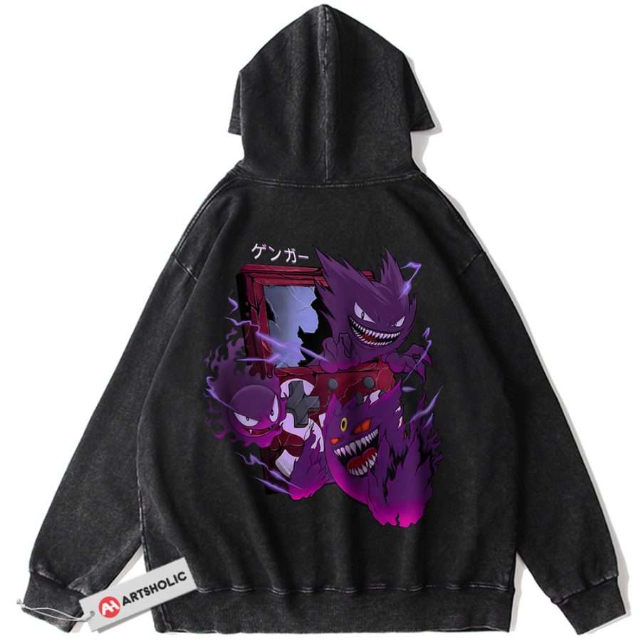 Alternative view of Gengar Hoodie, Gatsly Hoodie, Haunter Hoodie, Pokemon Hoodie, Anime Hoodie, Vintage Hoodie
