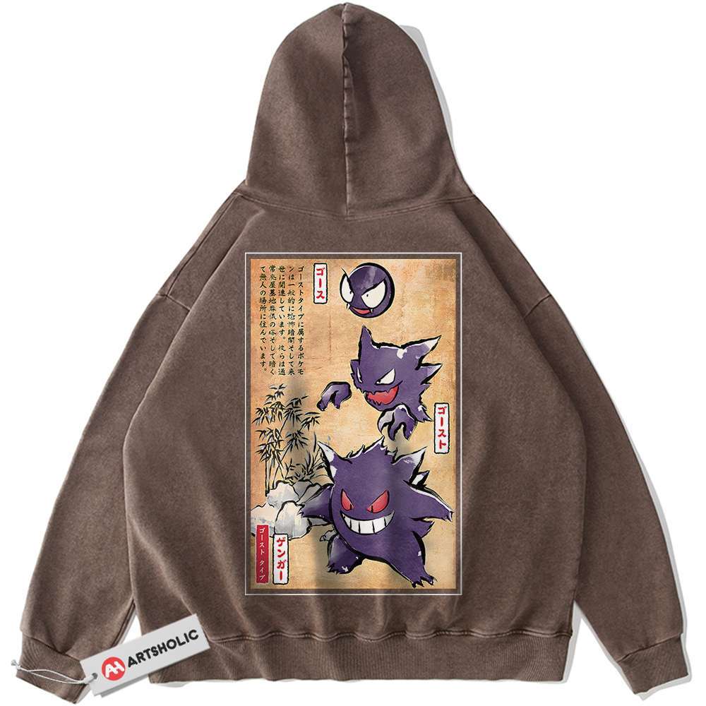 Alternative view of Gengar Hoodie, Gatsly Hoodie, Haunter Hoodie, Pokemon Hoodie, Anime Hoodie, Vintage Hoodie