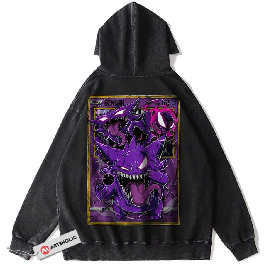 Alternative view of Gengar Hoodie, Pokemon Hoodie, Anime Hoodie, Vintage Hoodie