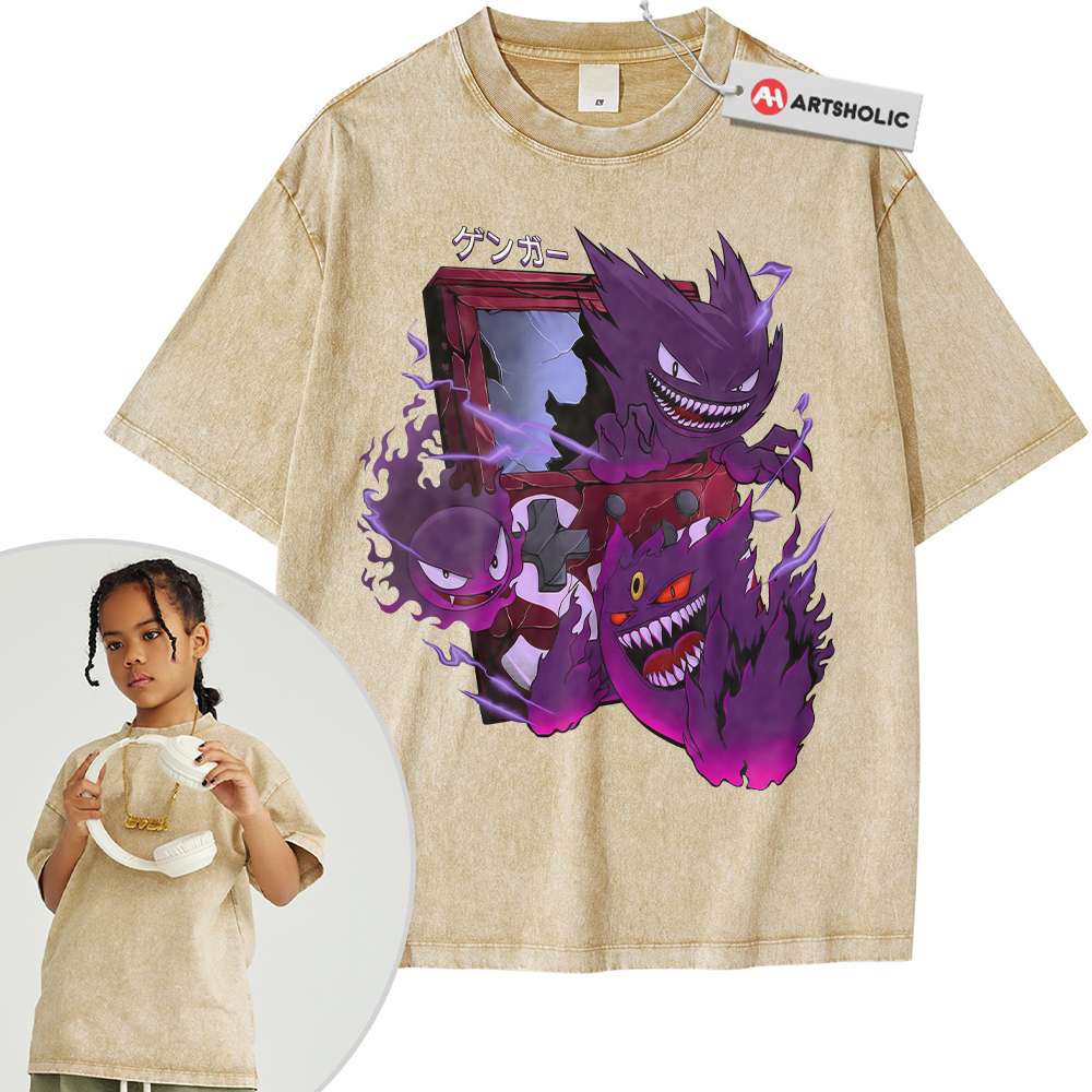 Alternative view of Gengar Shirt For Kids, Gatsly Shirt For Kids, Haunter Shirt For Kids, Pokemon Shirt For Kids, Anime Shirt For Kids, Vintage Tee For Kids