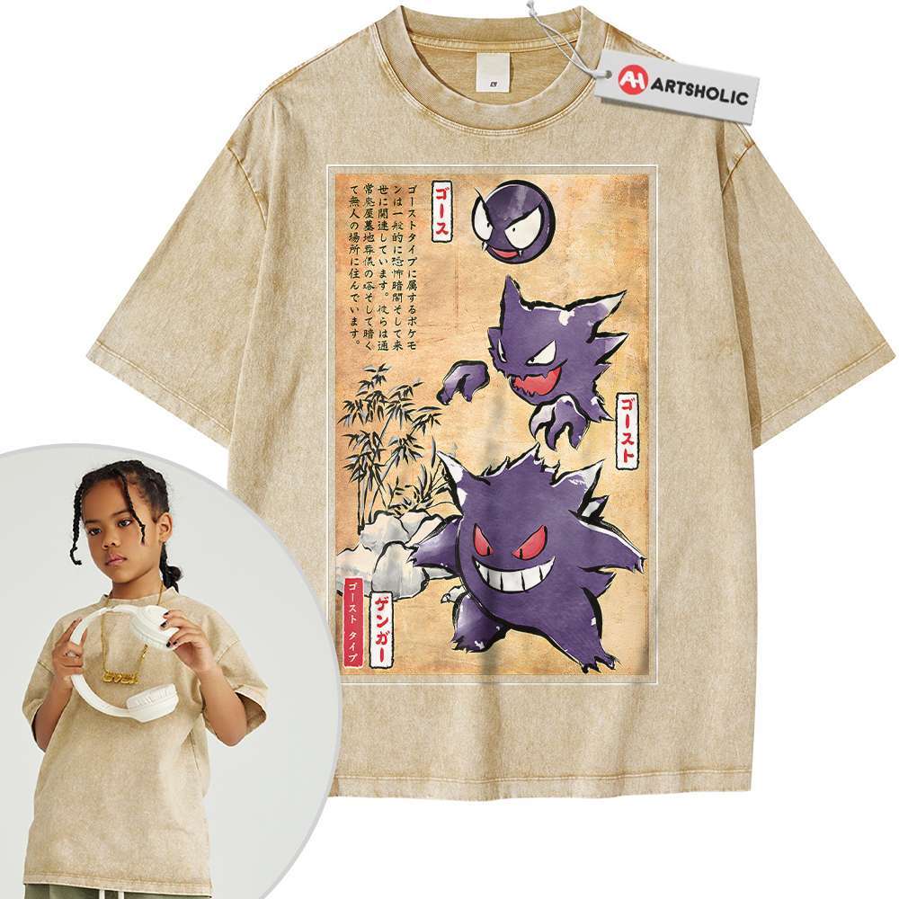 Alternative view of Gengar Shirt For Kids, Gatsly Shirt For Kids, Haunter Shirt For Kids, Pokemon Shirt For Kids, Anime Shirt For Kids, Vintage Tee For Kids