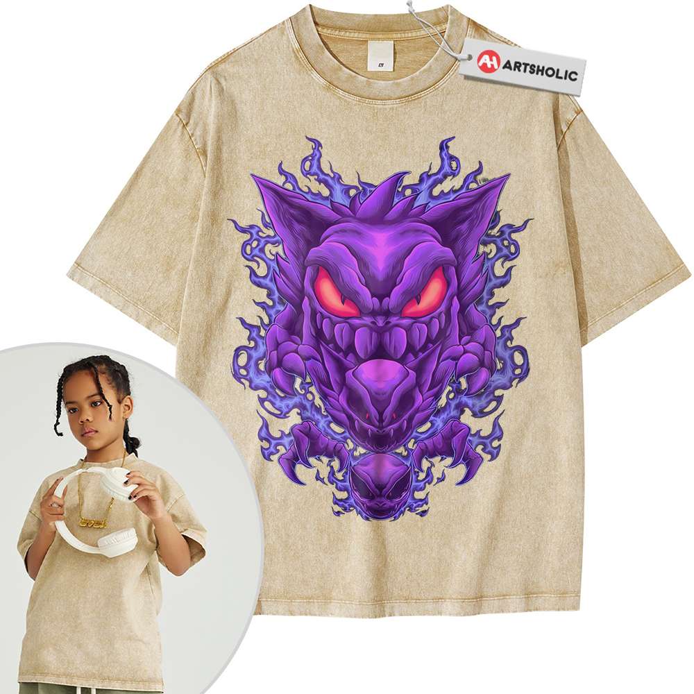 Alternative view of Gengar Shirt For Kids, Gatsly Shirt For Kids, Haunter Shirt For Kids, Pokemon Shirt For Kids, Anime Shirt For Kids, Vintage Tee For Kids