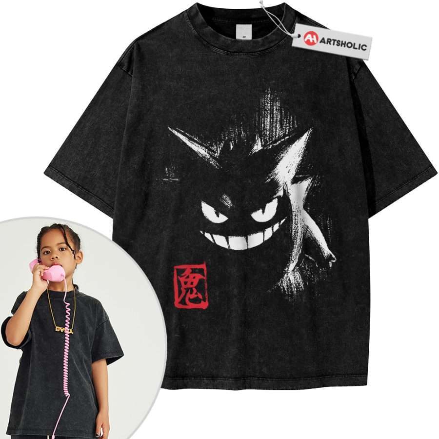 Alternative view of Gengar Shirt For Kids, Pokemon Shirt For Kids, Anime Shirt For Kids, Vintage T-Shirt For Kids