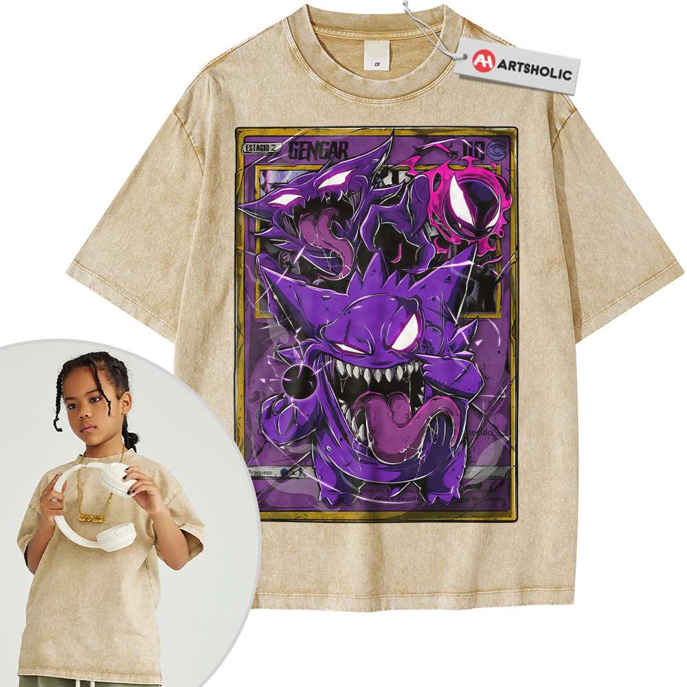 Alternative view of Gengar Shirt For Kids, Pokemon Shirt For Kids, Anime Shirt For Kids, Vintage Tee For Kids