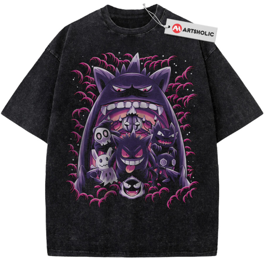 Alternative view of Gengar Shirt, Haunter Shirt, Gatsly Shirt, Pokemon Shirt, PKM Shirt, Anime Shirt, Vintage T-Shirt