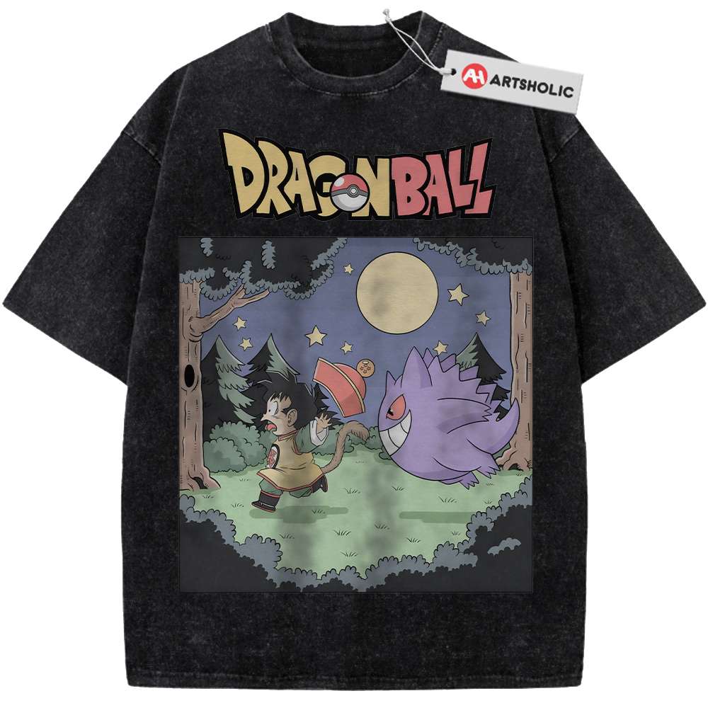 Alternative view of Gengar Shirt, Son Goku Shirt, Dragon Ball Shirt, Pokemon shirt, Anime Shirt, Vintage T-Shirt