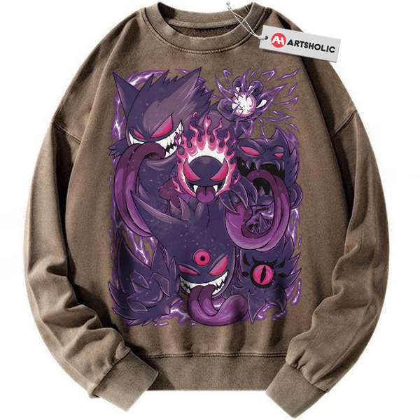 Alternative view of Gengar Sweatshirt, Gatsly Sweatshirt, Haunter Sweatshirt, Pokemon Sweatshirt, PKM Sweatshirt, Anime Sweatshirt, Vintage Sweater