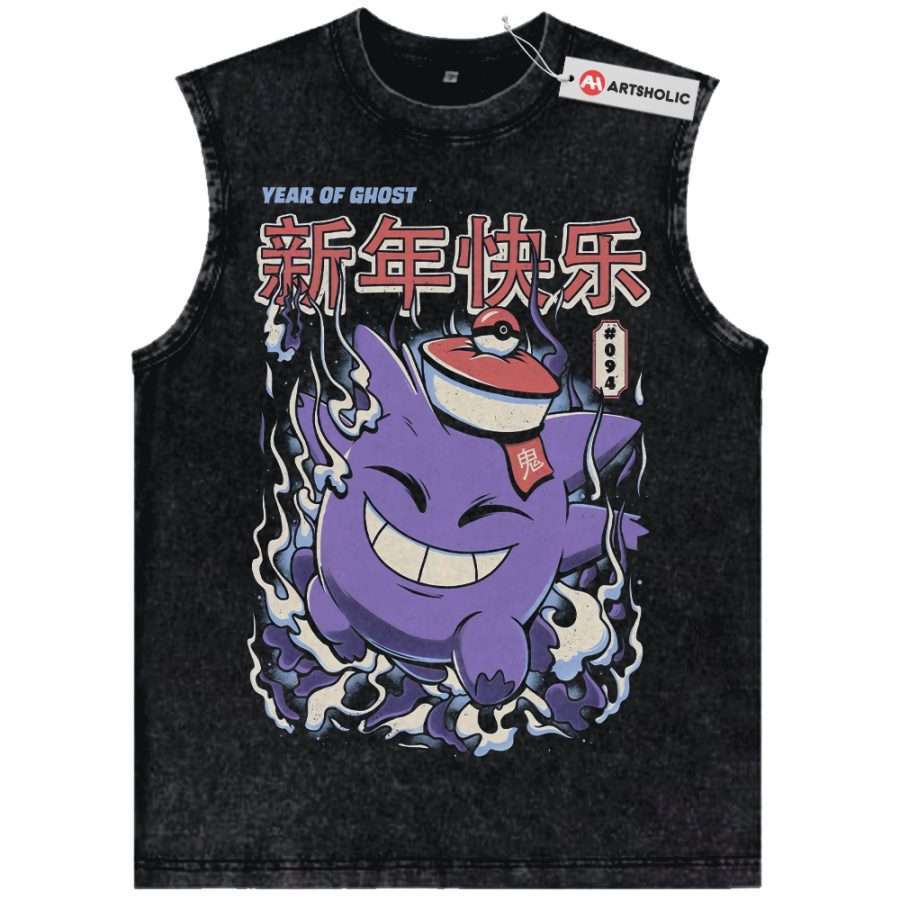 Alternative view of Gengar Tank Top, Pokemon Tank Top, Anime Tank Top, Vintage Tank Top