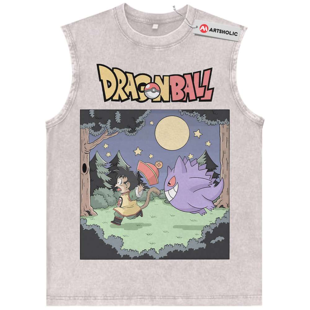 Alternative view of Gengar Tank Top, Son Goku Tank Top, Dragon Ball Tank Top, Pokemon Tank Top, Anime Tank Top, Vintage Tank Top