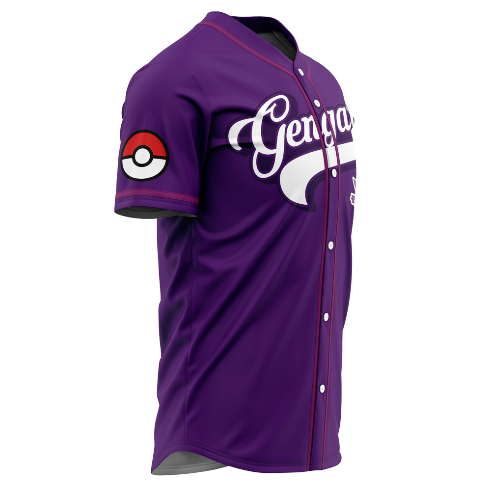 Alternative view of Gengars Pokemon Custom Baseball Jersey - Otaku Hall