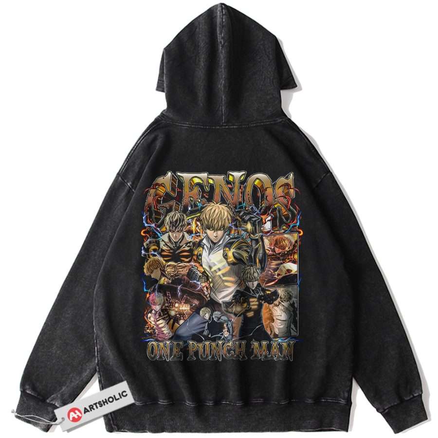 Alternative view of Genos Hoodie, One Punch Man Hoodie, Anime Hoodie, Vintage Hoodie