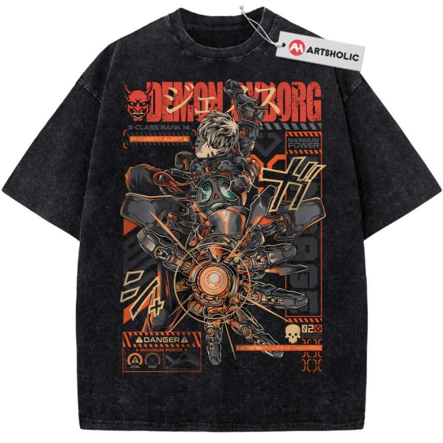 Alternative view of Genos Shirt, One Punch Man Shirt, Anime Shirt, Vintage T-Shirt