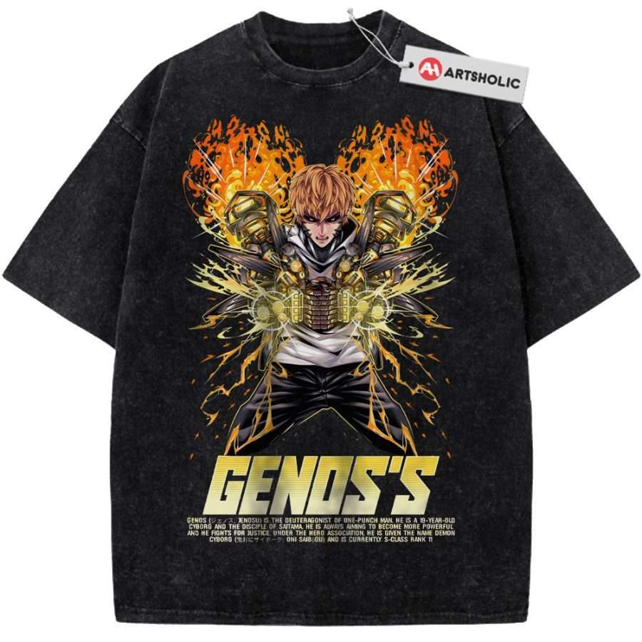 Alternative view of Genos Shirt, One Punch Man Shirt, Anime Shirt, Vintage T-Shirt