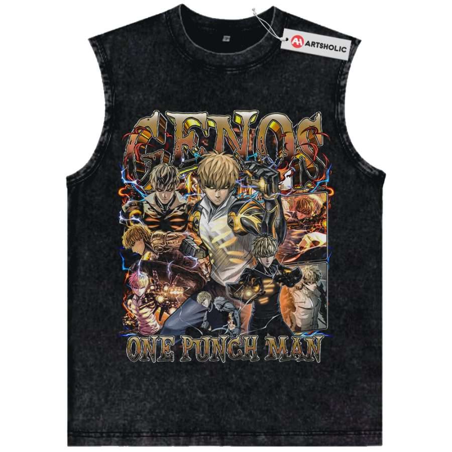 Alternative view of Genos Tank Top, One Punch Man Tank Top, Anime Tank Top, Vintage Tank Top