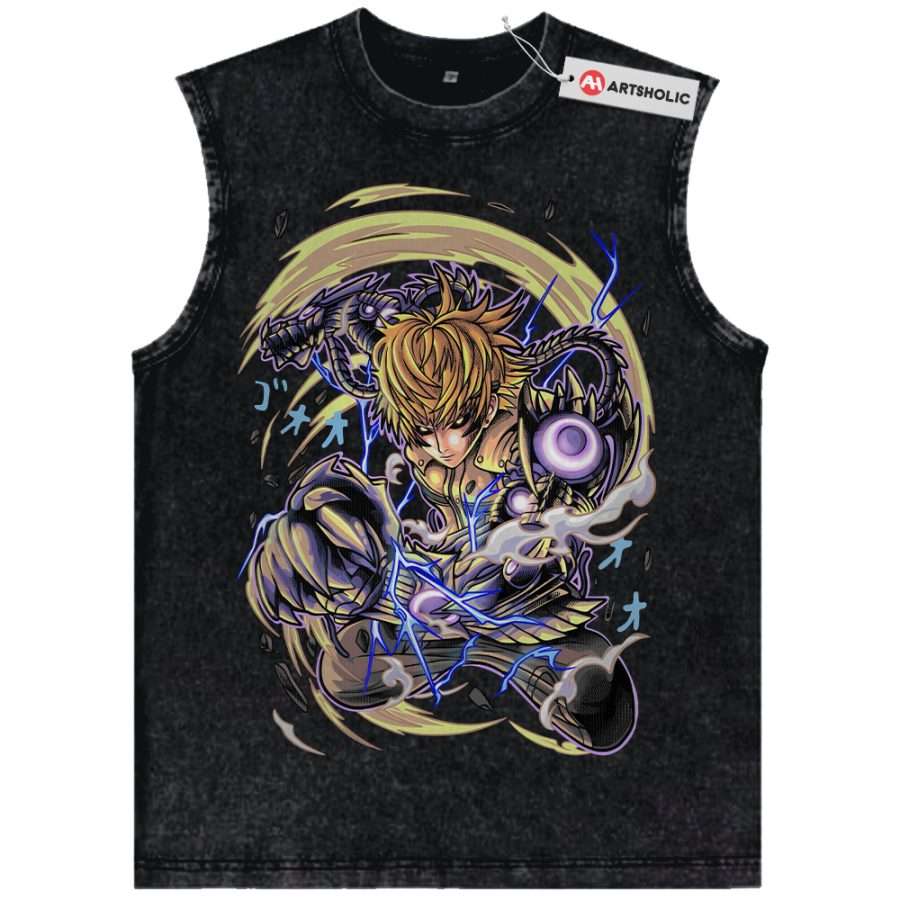 Alternative view of Genos Tank Top, One Punch Man Tank Top, Anime Tank Top, Vintage Tank Top