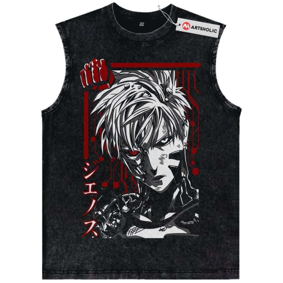 Alternative view of Genos Tank Top, One Punch Man Tank Top, Anime Tank Top, Vintage Tank Top