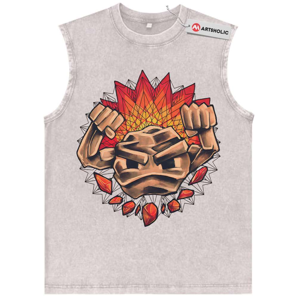 Alternative view of Geodude Tank Top, Pokemon Tank Top, Anime Tank Top, Vintage Tank Top
