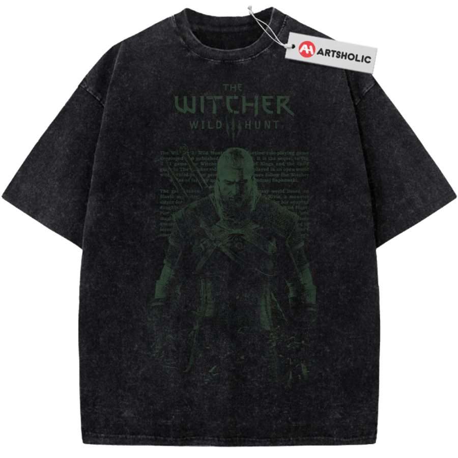 Alternative view of Geralt of Rivia Shirt, The Witcher Shirt, Game Shirt, Vintage T-Shirt