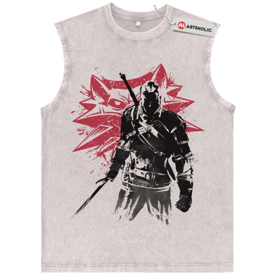 Alternative view of Geralt of Rivia Tank Top, The Witcher Tank Top, Game Tank Top, Vintage Tank Top