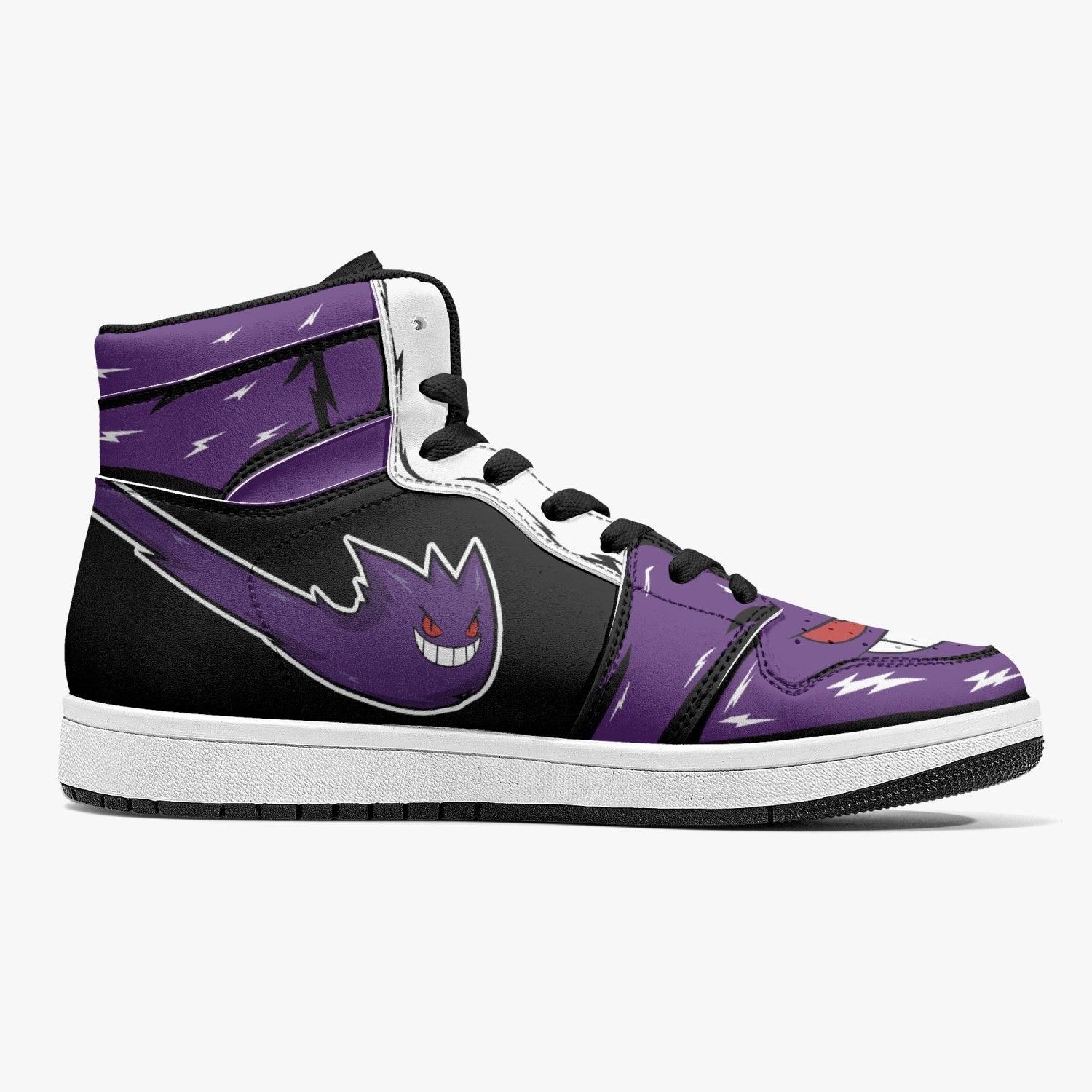 Alternative view of Ghost Gengar Pokemon Custom Sneaker Mid 1 Basketball Shoes - Otaku Hall
