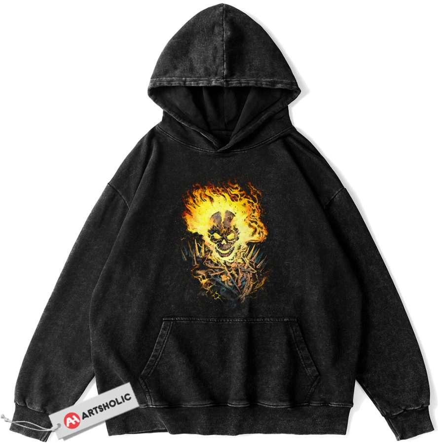 Alternative view of Ghost Rider Hoodie, Marvel Comics Hoodie, Vintage Hoodie
