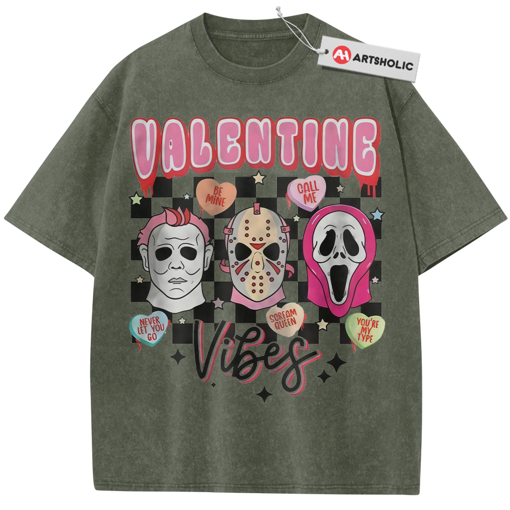 Alternative view of Ghostface Shirt, Michael Myers Shirt, Jason Voorhees Shirt, Valentine's Day Shirt, Horror Shirt, Vintage T-Shirt