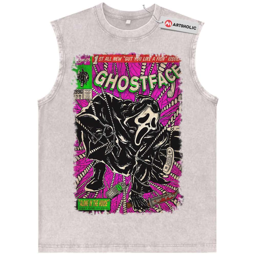 Alternative view of Ghostface Tank Top, Scream Tank Top, Halloween Tank Top, Horror Tank Top, Vintage Tank Top