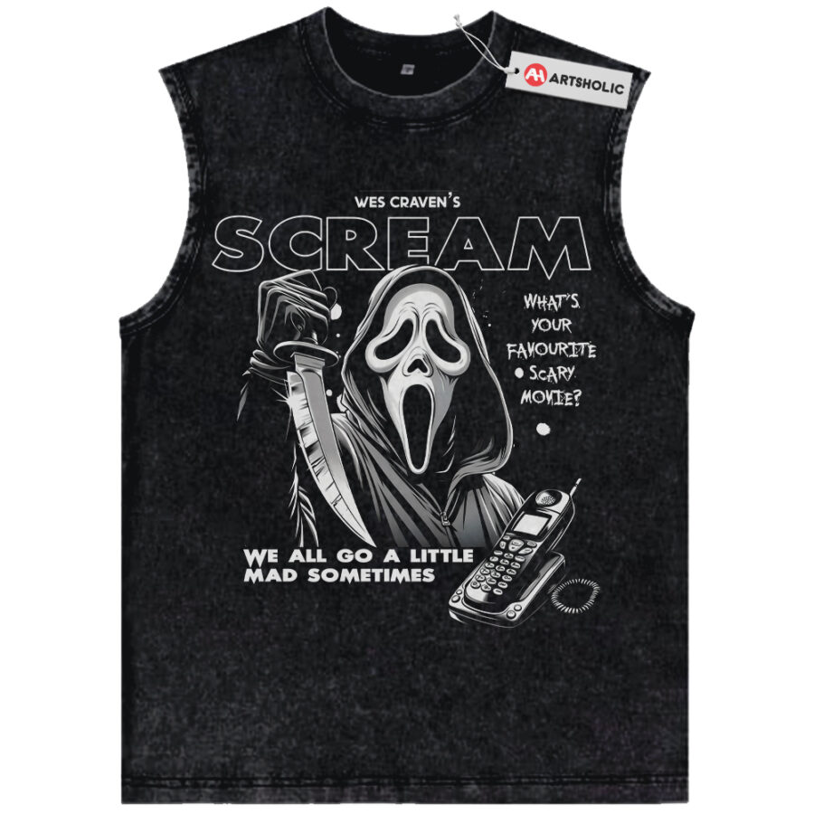 Alternative view of Ghostface Tank Top, Scream Tank Top, Halloween Tank Top, Horror Tank Top, Vintage Tank Top