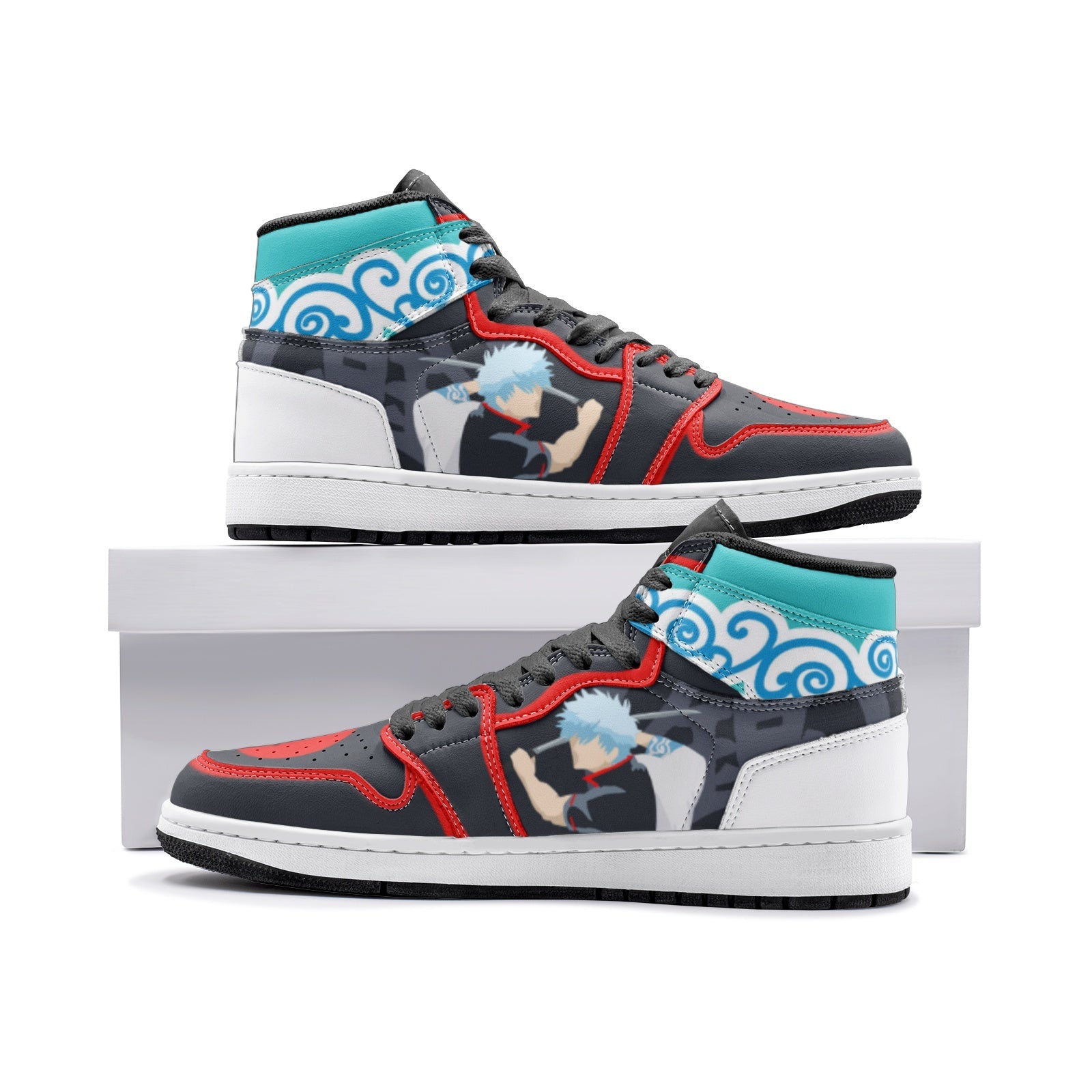 Gintoki Kimono Pattern Gintama Custom Sneaker Mid 1 Basketball Shoes - Otaku Hall