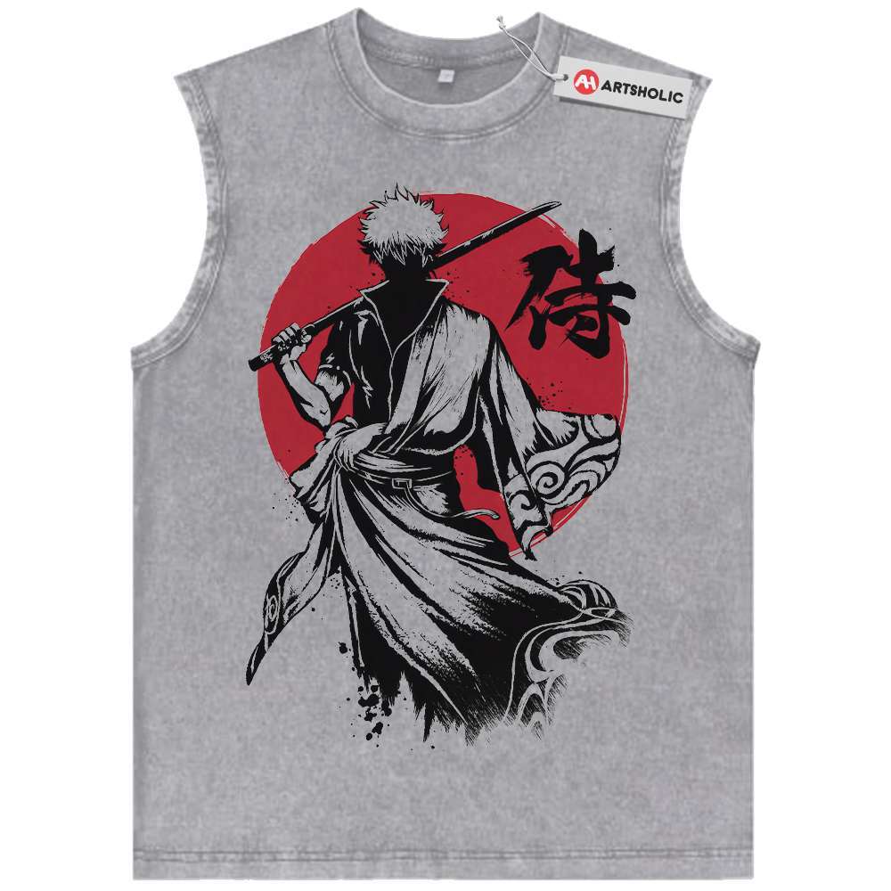 Alternative view of Gintoki Sakata Tank Top, Gintama Tank Top, Anime Tank Top, Vintage Tank Top