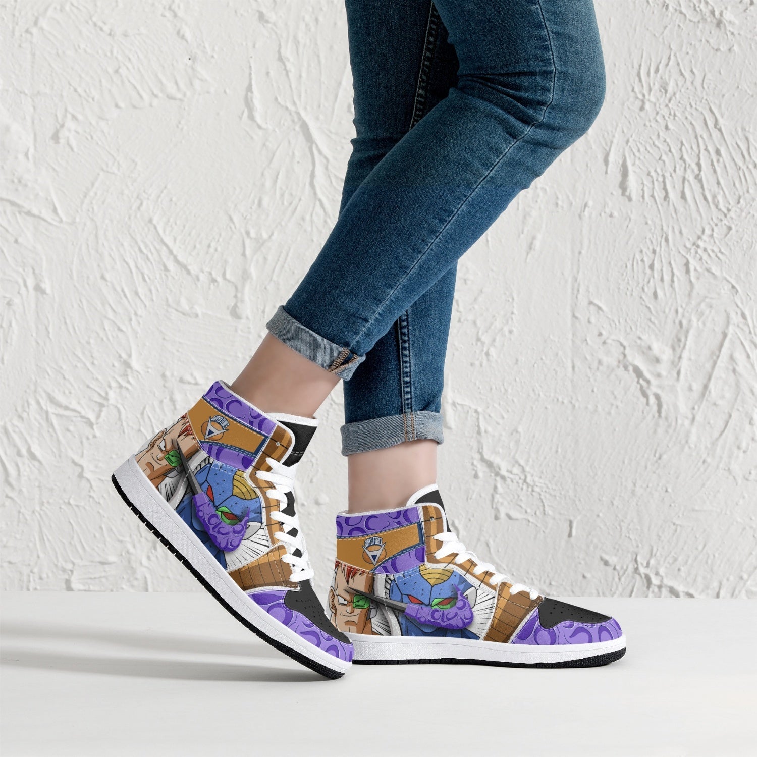 Alternative view of Ginyu Force Dragon Ball Z Custom Sneaker Mid 1 Basketball Shoes - Otaku Hall