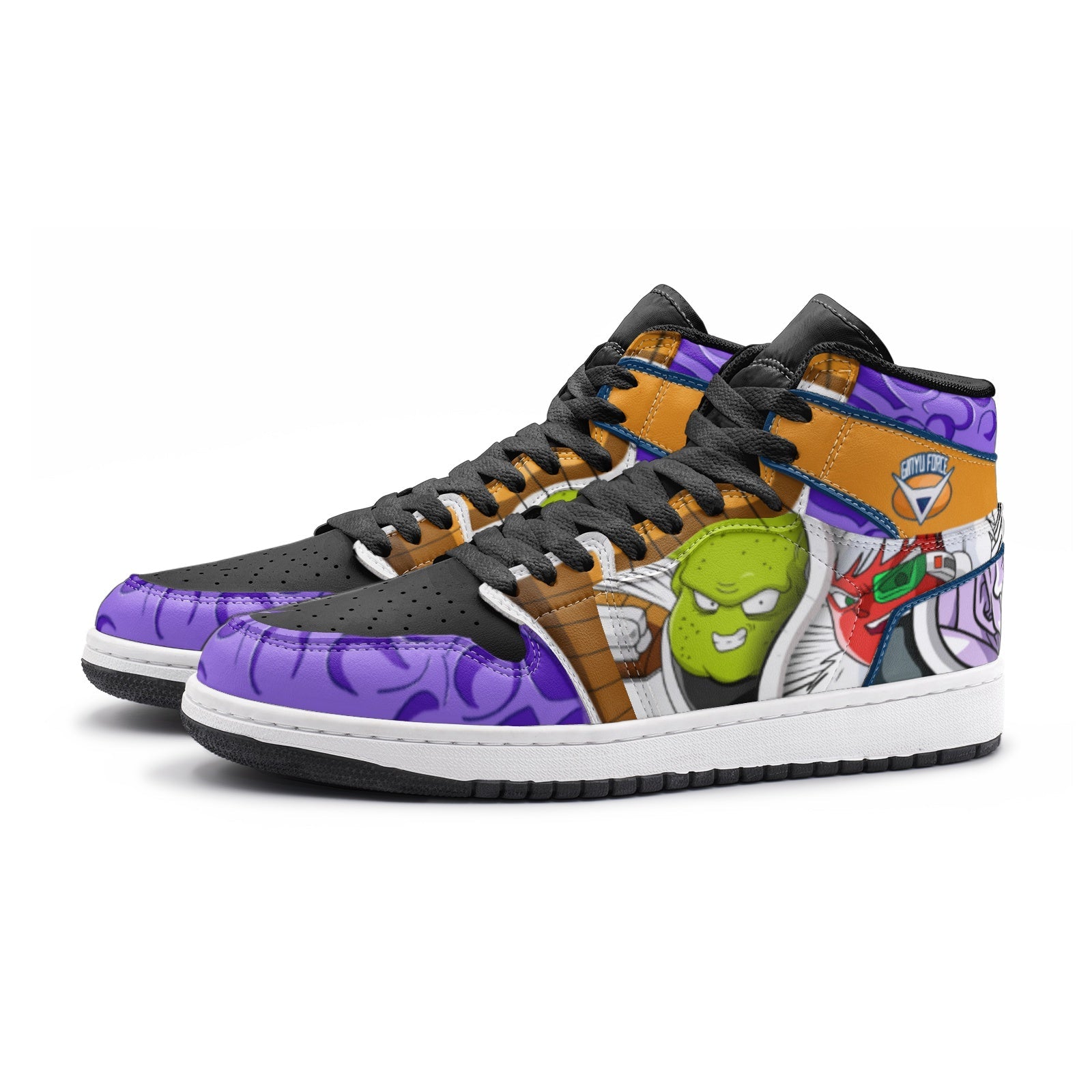 Alternative view of Ginyu Force Dragon Ball Z Custom Sneaker Mid 1 Basketball Shoes v2 - Otaku Hall