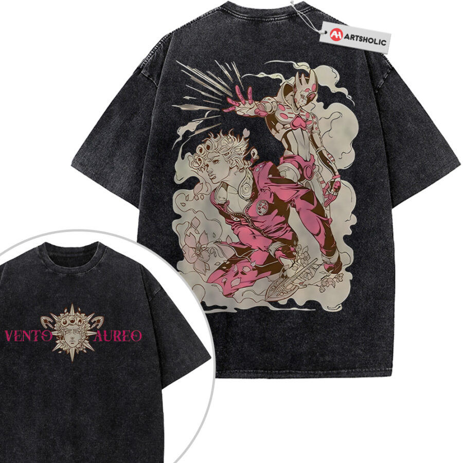 Alternative view of Giorno Giovanna Shirt, JoJo's Bizarre Adventure Shirt, Anime Shirt, Vintage T-Shirt 2-Sided
