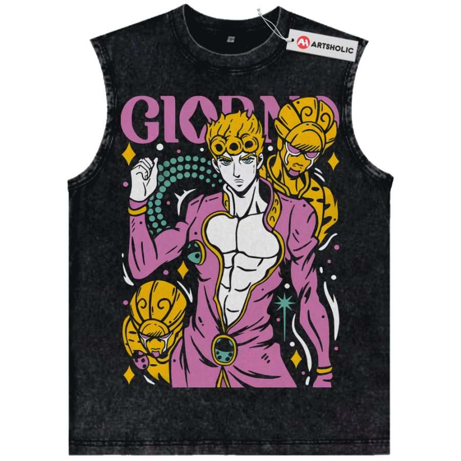 Alternative view of Giorno Giovanna Tank Top, JoJo's Bizarre Adventure Tank Top, Anime Tank Top, Vintage Tank Top