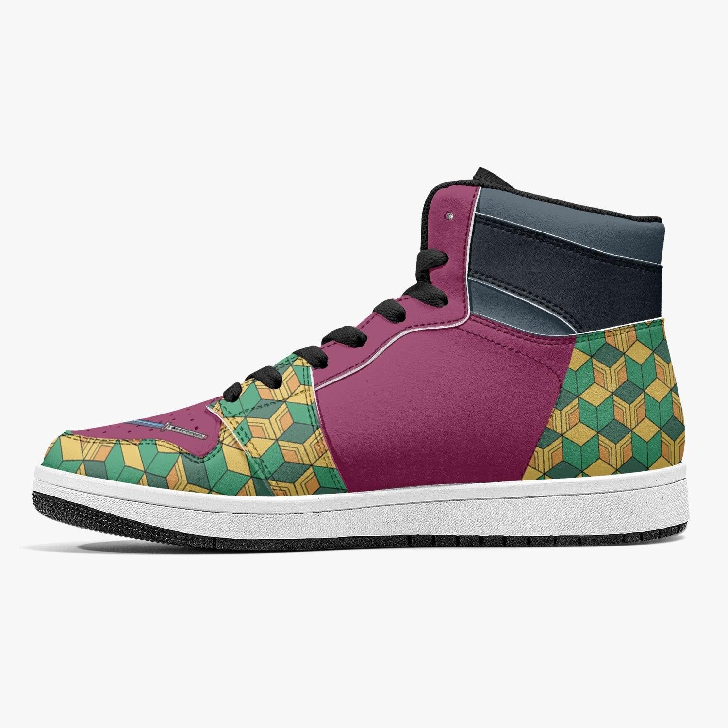 Alternative view of Giyu Tomioka Demon Slayer 2 Custom Sneaker Mid 1 Basketball Shoes - Otaku Hall